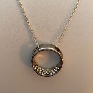 Stamped Floating Circle .925 Silver Necklace